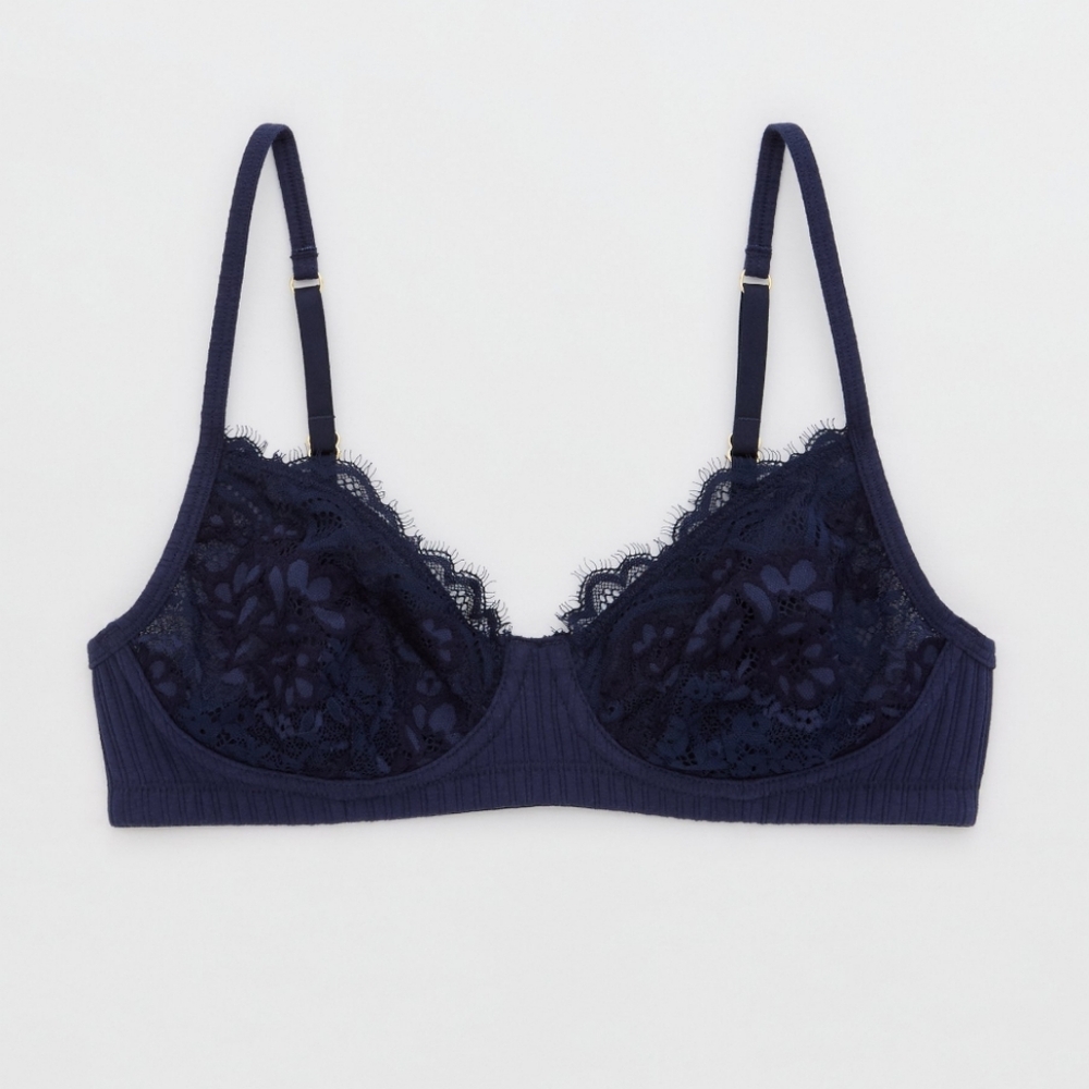 Aerie - Show Off Enchanted Lace Rib Wireless Bralette